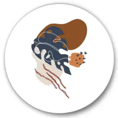 Designart - Elementary Shapes With Abstract Flowers Plants III - Modern Metal Circle Wall Art