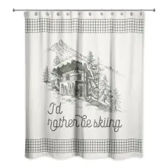 Rather Be Skiing Cabin Shower Curtain