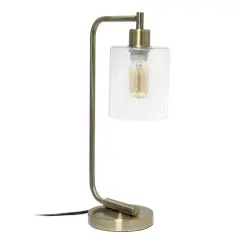 Lalia Home 18.8" Antique Brass Modern Iron Desk Lamp with Glass Shade