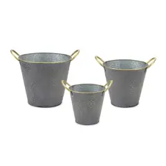 Metal Aztec Pail Planter Set