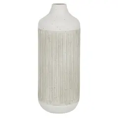 White Metal Contemporary Style Vase, 17" x 7" x 7"