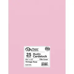 PA Paper&trade; Accents Muslin 8.5" x 11" 73lb. Cardstock, 25 Sheets Vintage Rose