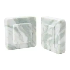 Hello Honey&reg; Square Marble Bookends Set Natural