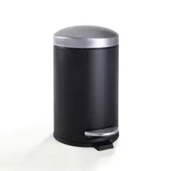 SunnyPoint 1.25gal. Black Round Trash Can with Plastic Inner Bucket