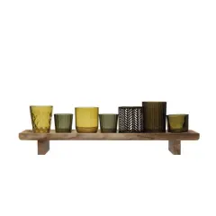 Hello Honey&reg; Wooden Footed Tray & Votive Holder Set