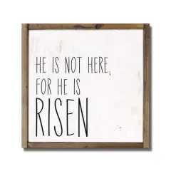For He is Risen Framed Wood Plaque