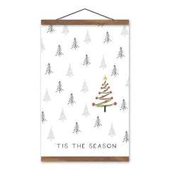 Primitive Winter Forest Teak Hanging Canvas