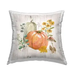 Stupell Industries Festive Pumpkins with Florals Outdoor Printed Pillow