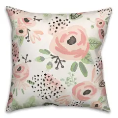 Blush Flowers Throw Pillow