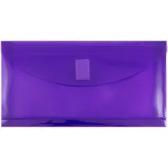 JAM Paper 5.25" x 10" Plastic Hook & Loop Closure Envelopes, 12ct. Purple