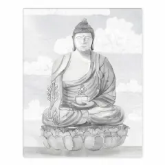 10" Gray Meditative Buddha Tabletop Canvas D&eacute;cor