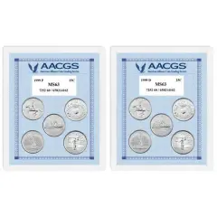 1999P & 1999D Statehood Quarters Graded MS63 Brilliant Uncirculated 