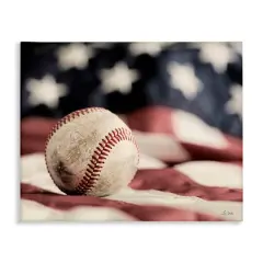 Stupell Industries Baseball & American Flag Canvas Wall Art