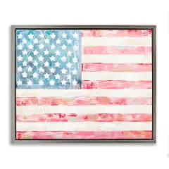 Stupell Industries Patriotic Brushed Flag Floater Framed Art Gray