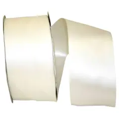 JAM Paper 2.5'' x 50yd. Double Face Satin Ribbon Antique White