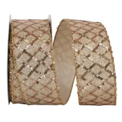 JAM Paper 2.5" x 10yd. Shimmer Deluxe Wired Sequin Glimmer Lattice Ribbon