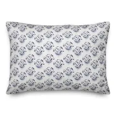 Blue Floral Pattern 14" x 20" Indoor / Outdoor Pillow