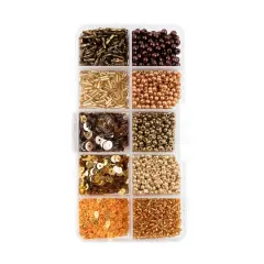 John Bead Mixed Sequins & Beads Kit Gold