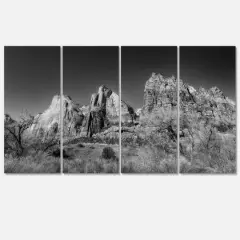 Designart - Rising Red Rocks Black and White - Landscape Canvas Art Print