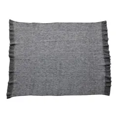 Hello Honey&reg; 60" Gray Brushed New Zealand Wool Throw with Ruffled Edge