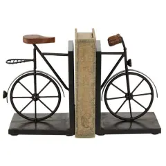 9" Contemporary Bicycle Iron Bookend Set Black