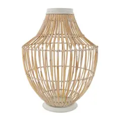 17" Brown Bamboo Handmade Open Frame Vase