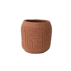 6.5" Handmade Debossed Terra Cotta Planter