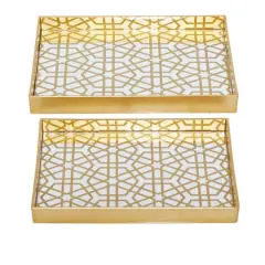 CosmoLiving by Cosmopolitan Matte Gold Plastic Glam Tray Set