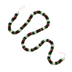 Hello Honey&reg; 6ft. Red, Green & Cream Ball & Disc Handmade Wool Felt Garland
