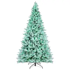 7.5ft. Pre-Lit Alexa Enabled Flocked Mountain Fir Artificial Christmas Tree, Multicolor LED Lights