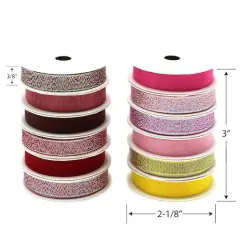 Gwen Studios 3/8" x 2yd. Sheer & Metallic Holiday Ribbon Pack, 24ct.