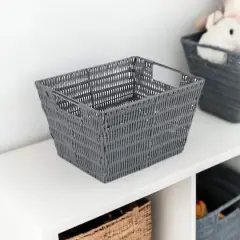 Simplify Medium Charcoal Rattan Storage Basket
