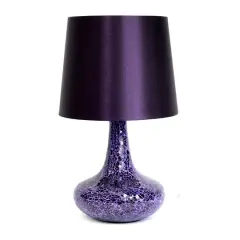 Simple Designs 14" Mosaic Glass Genie Table Lamp with Fabric Shade Purple