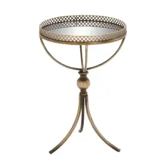 24" Brass Iron Traditional Accent Table