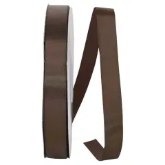JAM Paper 7/8" x 100yd. Double Face Satin Ribbon Chocolate Brown