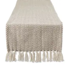 DII&reg; 108" Handloom Chevron Table Runner Dark Brown