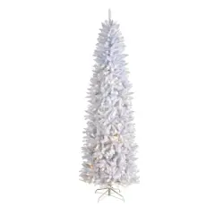 8ft. Pre-Lit White Artificial Christmas Tree, Warm White LED Lights