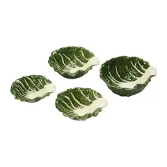 Hello Honey&reg; Green Hand-Painted Cabbage Shaped Stoneware Bowls, 4ct.