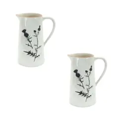 10" Speckled Rustic Thistle Etched Pitcher Vases, 2ct.