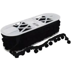 Simplicity 1.125" x 12yd. Ball Fringe Black