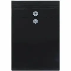 JAM Paper 9.75" x 14.5" Black Plastic Button String Open End Envelopes, 108ct.