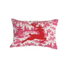 Hello Honey&reg; 14" Red & White Cotton Lumbar Toile Print Pillow