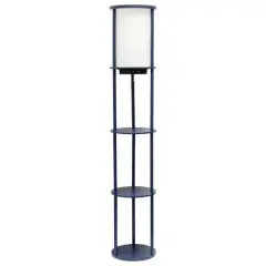 Simple Designs&trade; 62.5" Round Floor Lamp with 2 USB Ports and 1 Outlet Navy