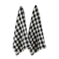 DII&reg; Checker Washed Waffle Dish Towels, 2ct. Black