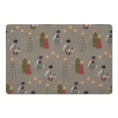 Gray Tree & Globe Pattern Floor Mat
