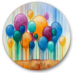 Designart - Colourful Ornamental Trees IV - Modern Metal Circle Wall Art