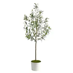 6ft. Olive Artificial Tree in White Tin Planter