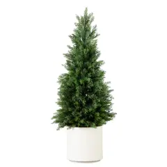 3ft. UV-Resistant Cedar Tree in White Planter