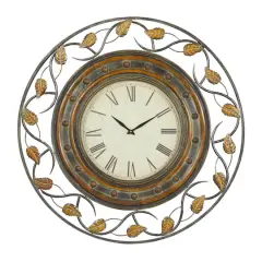 Brown Rustic Metal Wall Clock