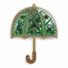 Wonderland Crafts Green Umbrella Christmas Ornament Bead Embroidery Kit